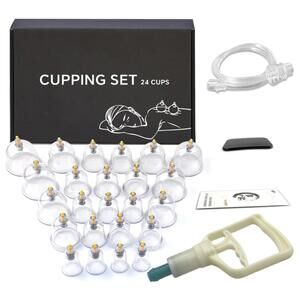 Cupping Therapy Set with Pump – 24-Cup Vacuum Massage Kit for Pain Relief